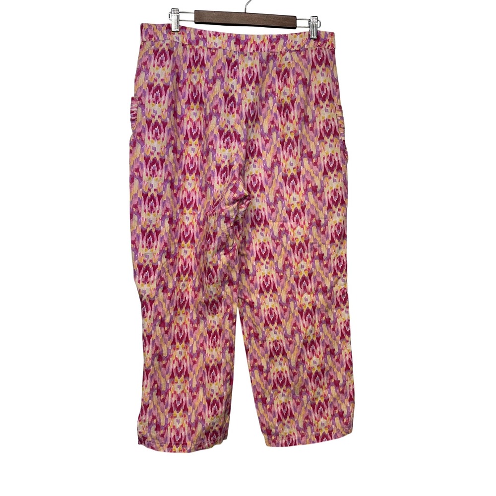 Hoss Intropia Pink Purple Abstract Ikat Print Cropped Pants Womens 12 XL - Picture 3 of 7